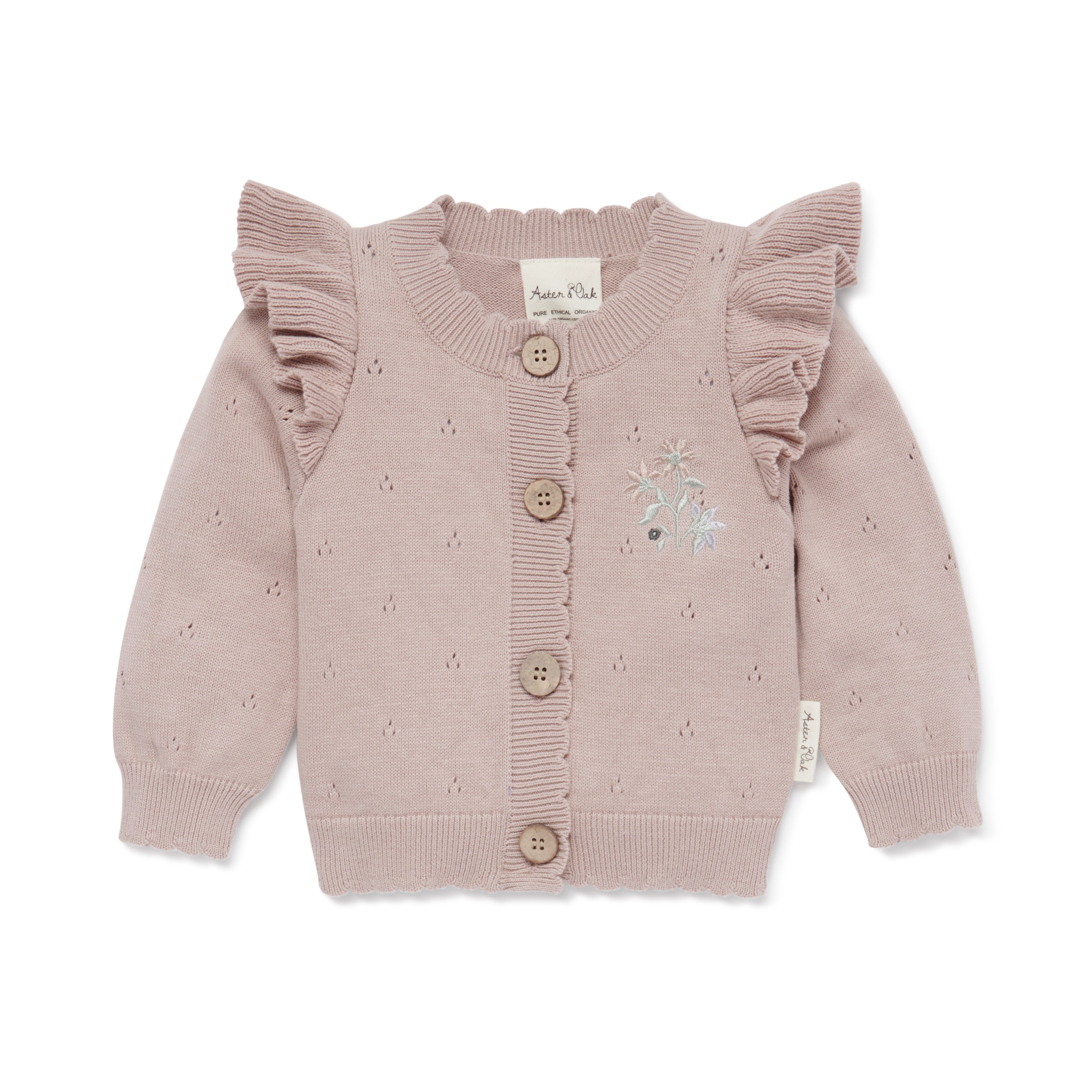 Aster & Oak | Mauve Pink Knit Cardigan | White Fox & Co