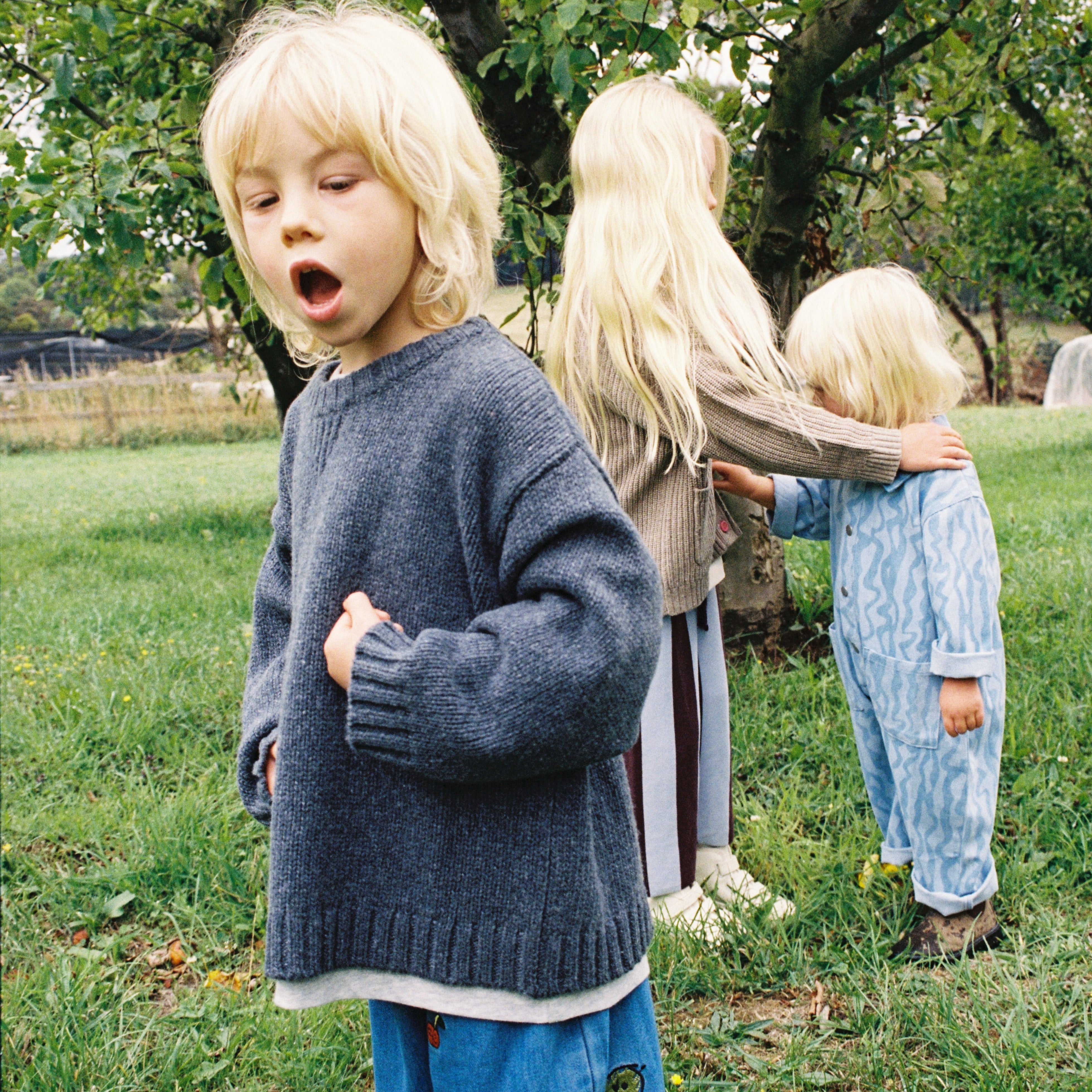 Grown Merino Blend Knit Pull Over Charcoal kids NZ