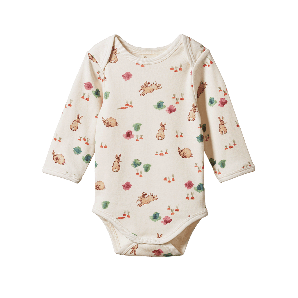 Nature Baby | Long Sleeve Bodysuit | Country Bunny Print | White Fox & Co