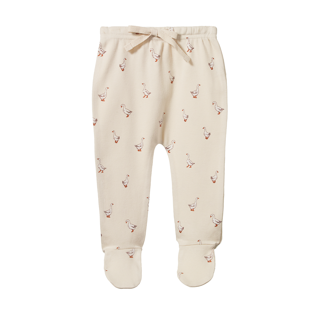 Nature Baby | Cotton Footed Rompers | Goosey Print | White Fox & Co