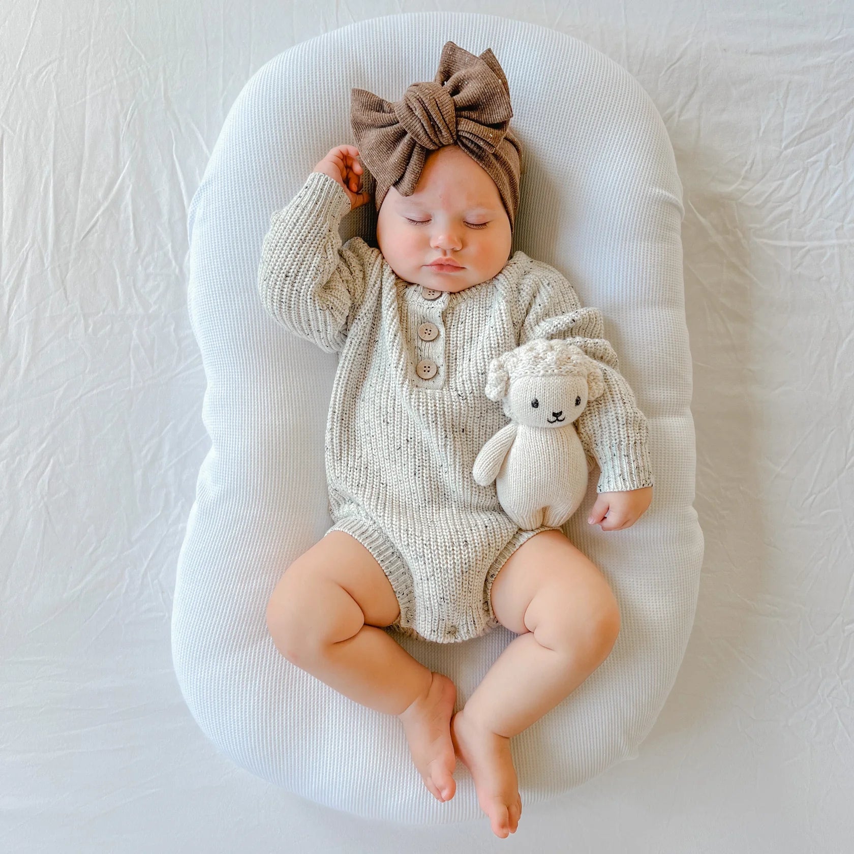 Aster & Oak | Natural Fleck Knit Romper | White Fox & Co