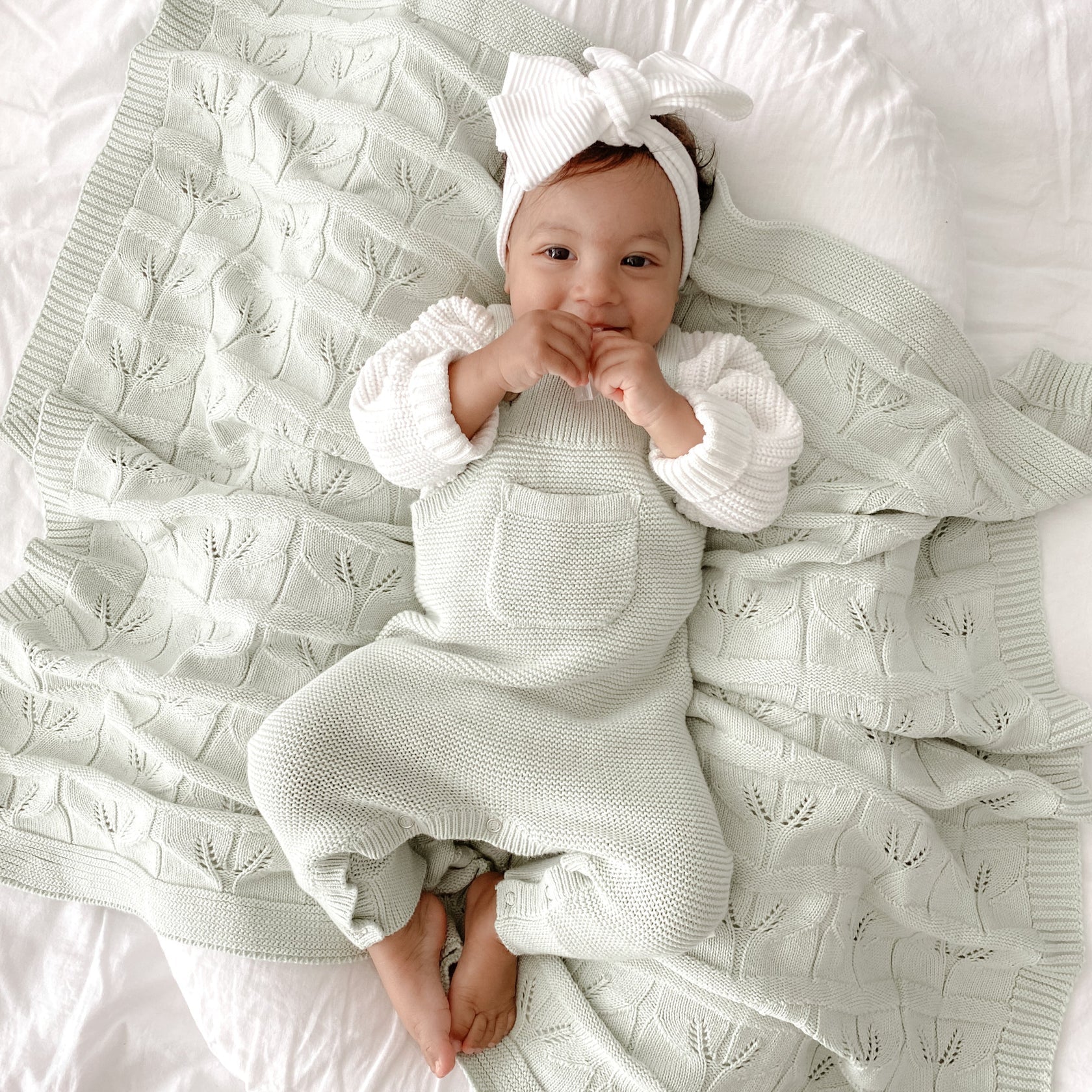 Aster & Oak | Sage Knit Pocket Overalls | White Fox & Co