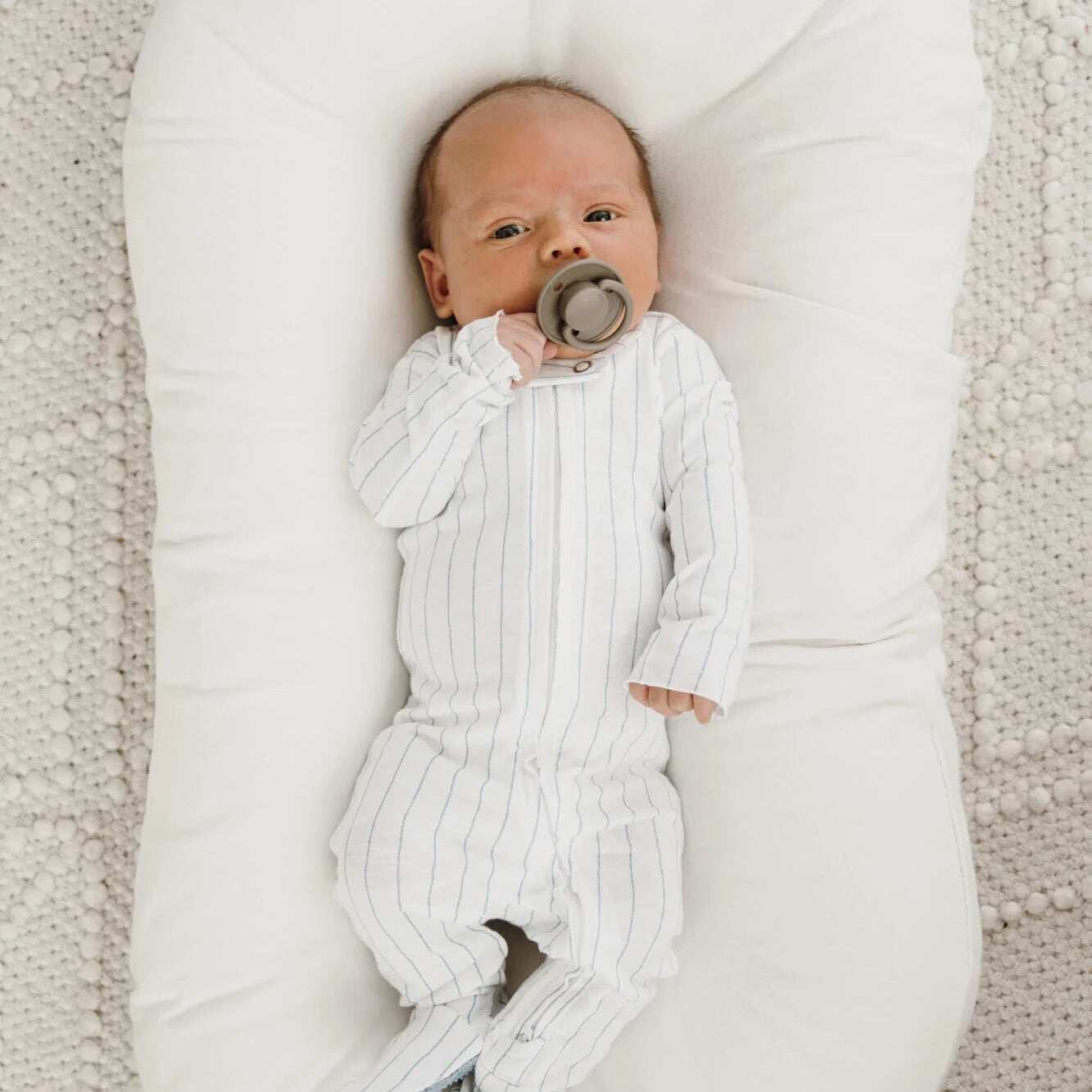 L'ovedbaby | Pool Stripe | Zipper Footie Overalls | White Fox & Co