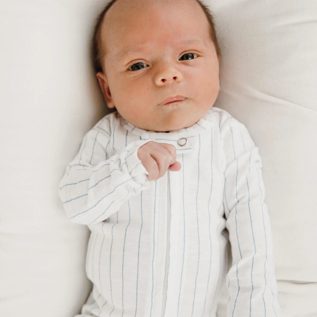 L'ovedbaby | Pool Stripe | Zipper Footie Overalls | White Fox & Co