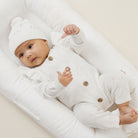 Aster & Oak | Organic Cotton Pointelle Knit Romper | Ivory | White Fox & Co