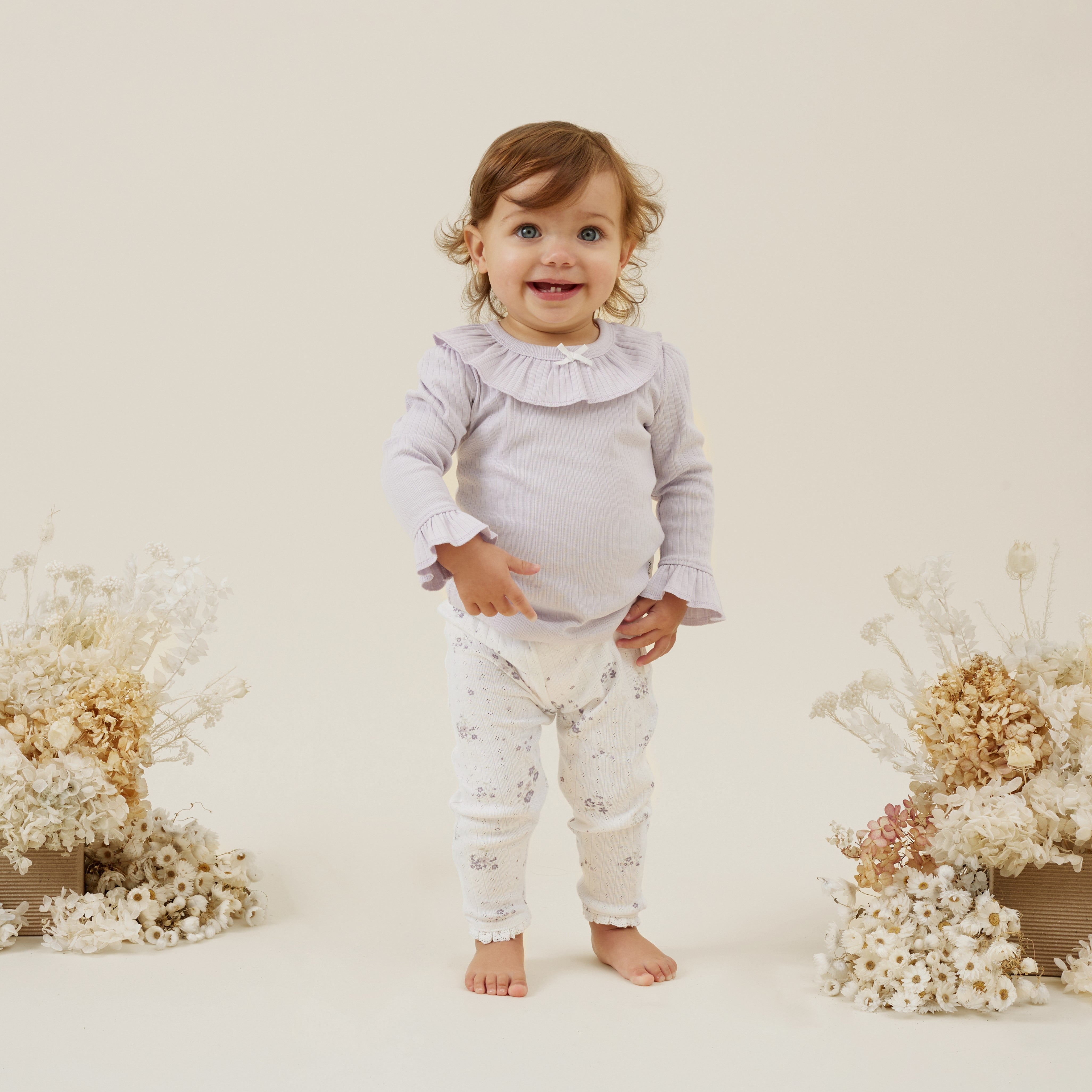 Aster & Oak | Organic Cotton Pointelle Rib Top | Lavender | White Fox & Co