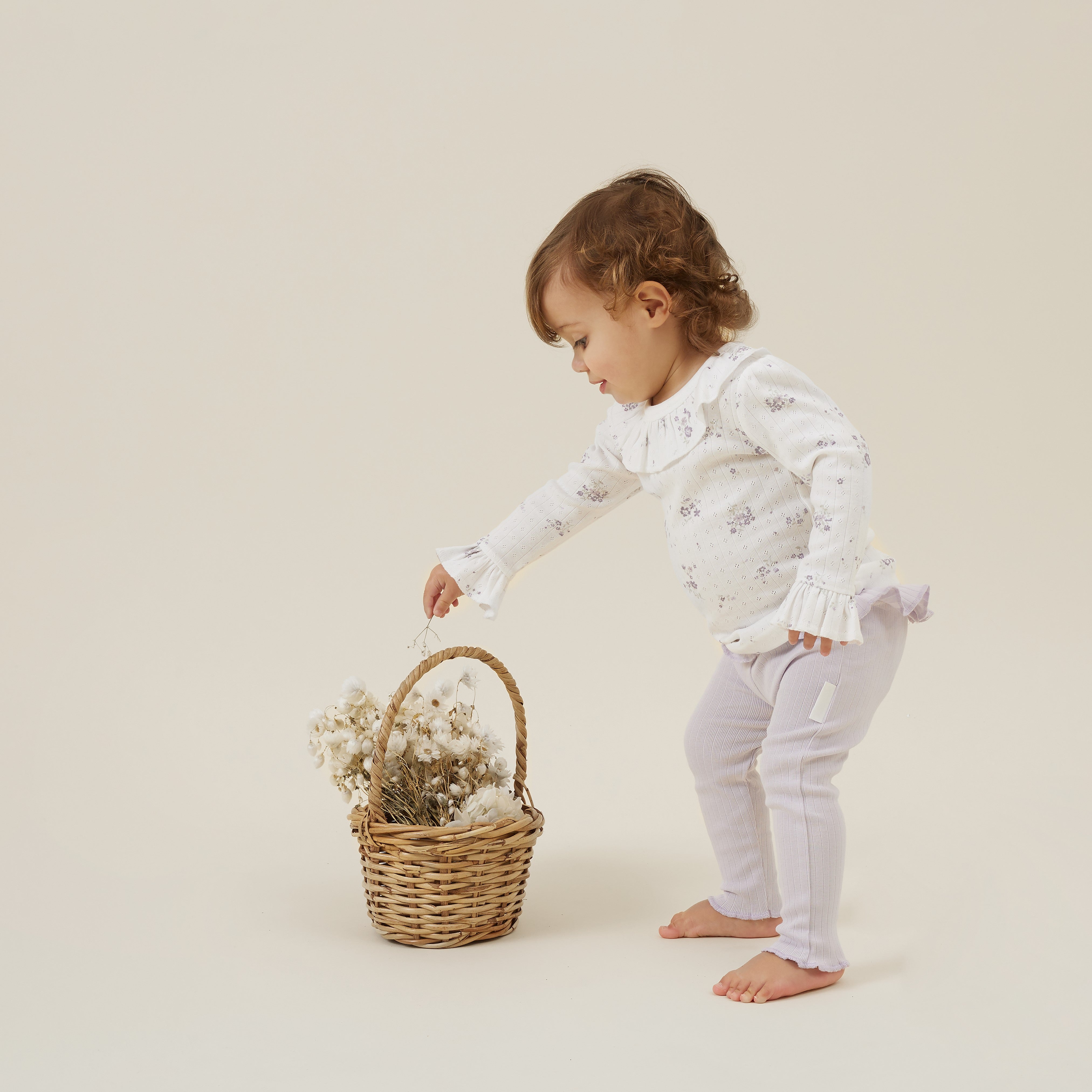 Aster & Oak | Organic Cotton Grace Long Sleeved Top | Floral | White Fox & Co