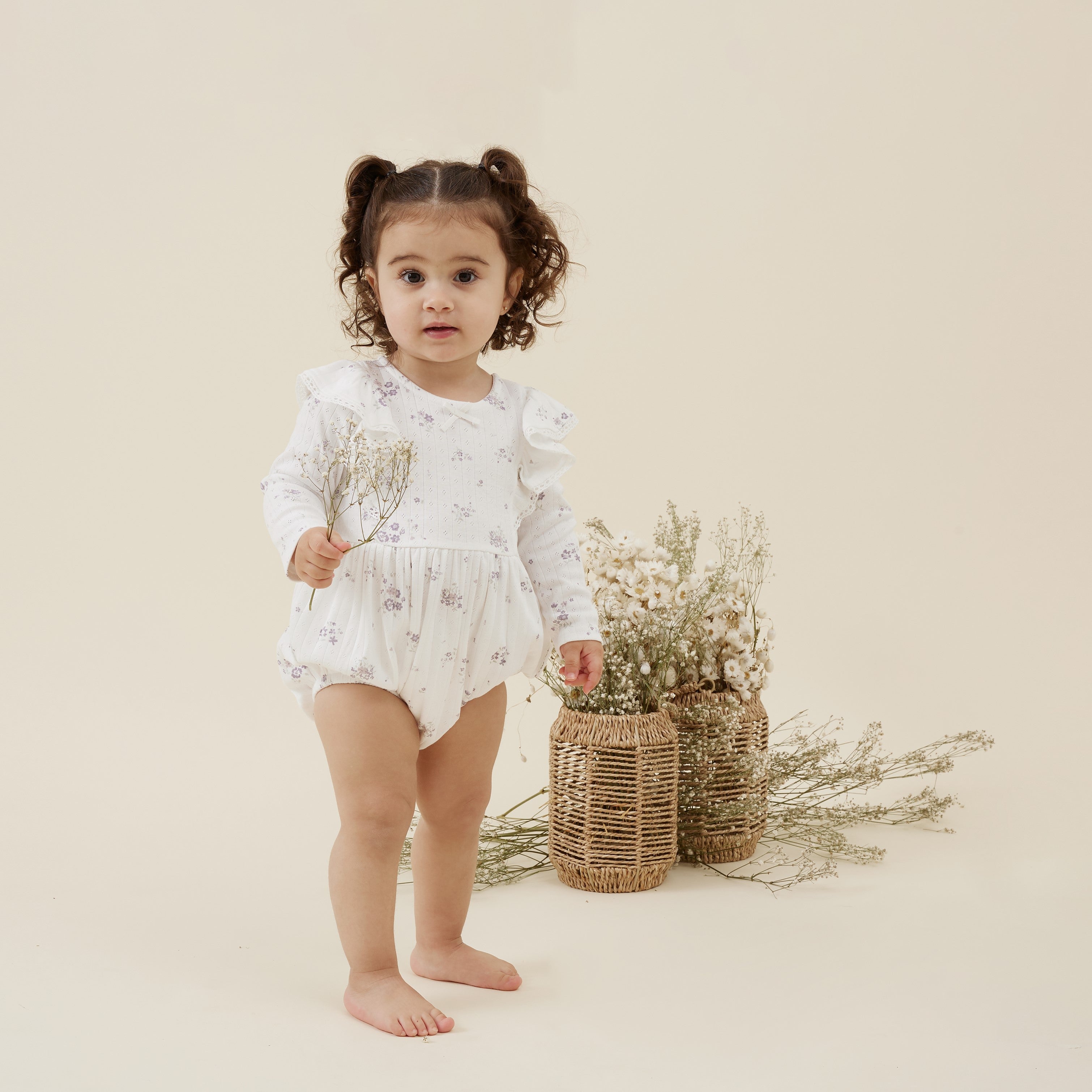 Aster & Oak | ORganic Cotton Grace Bubble Romper | White Fox & Co