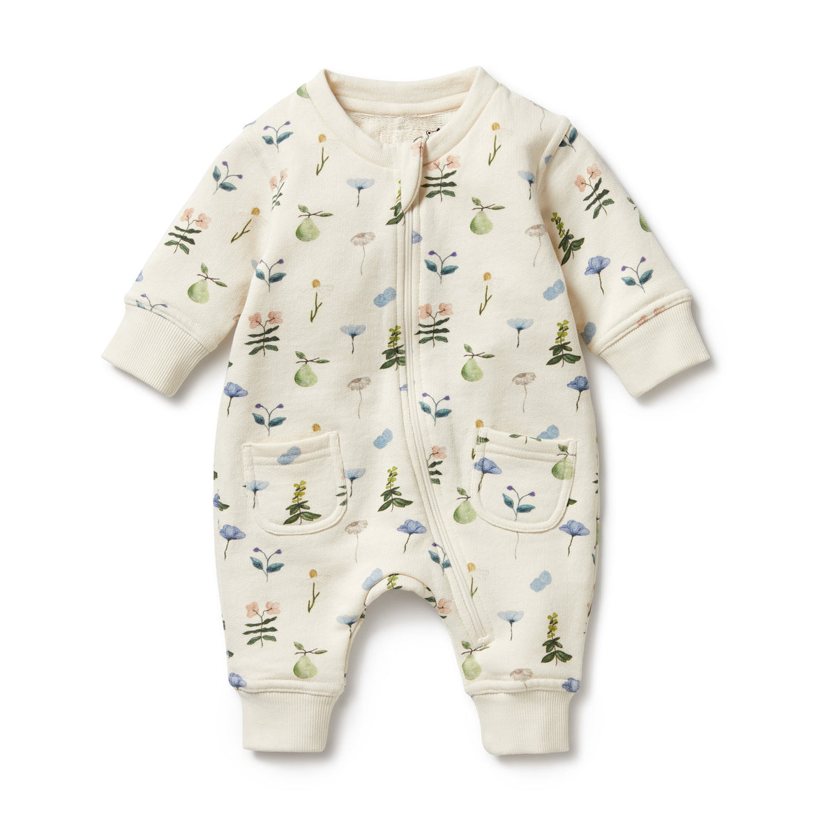 Wilson & Frenchy Knitted Growsuit with Fringe-Grey Speckle main image 0