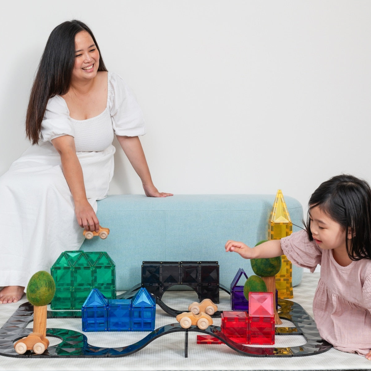 Connetix Creative Roads Pack – 48 Piece Magnetic Tile Set | White Fox & Co