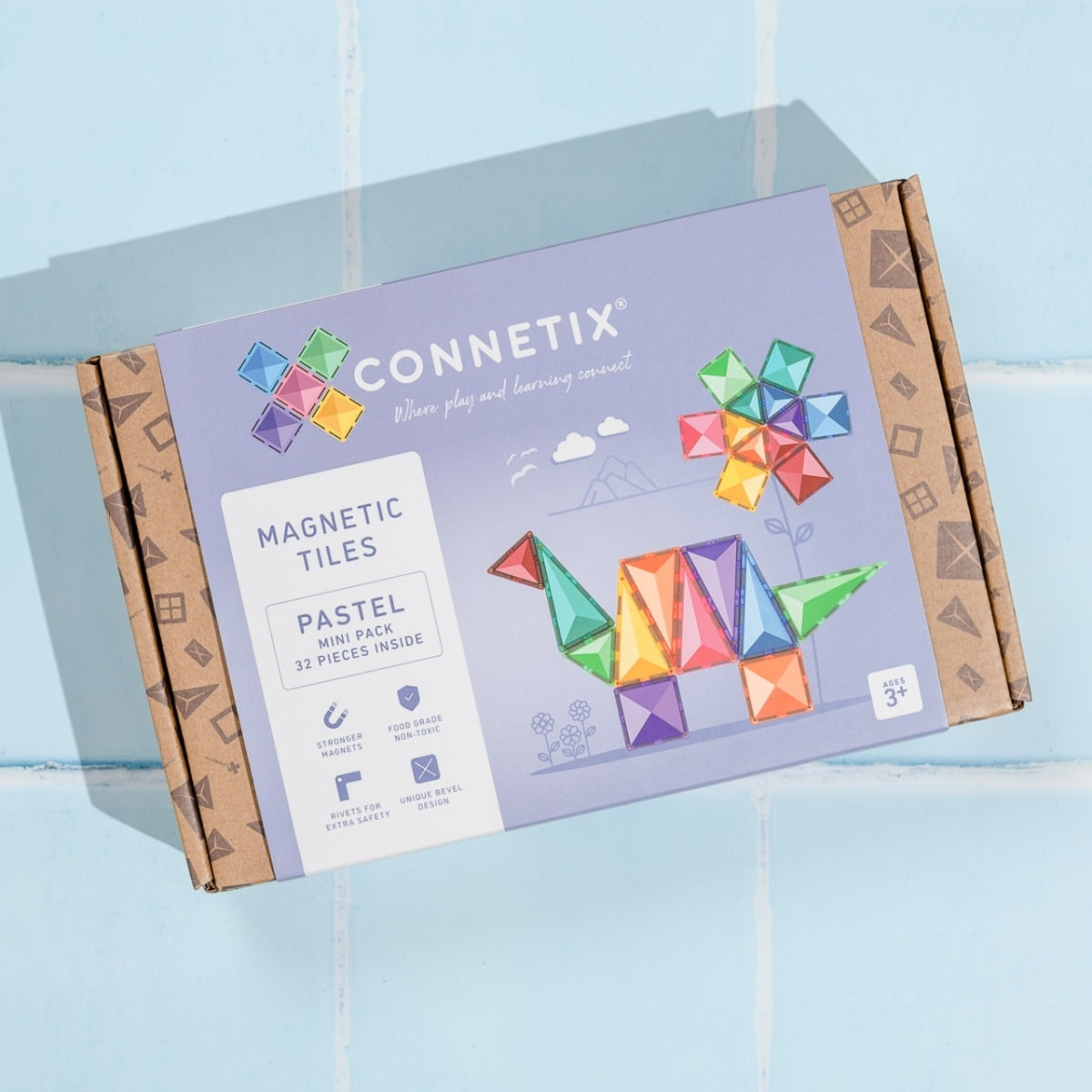 Connetix Pastel Mini Pack 32 Piece Set – magnetic tiles in pastel colours