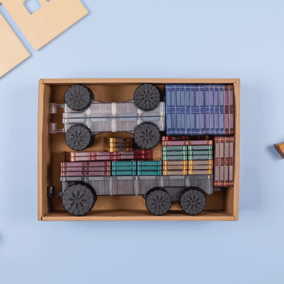 Packaging of Connetix Pastel Transport Pack – 50 Piece magnetic tile set