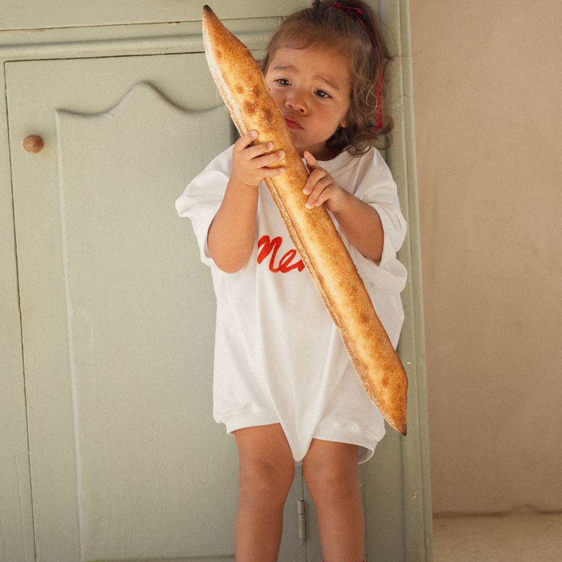 Merci Tshirt Romper by Cinnamon Baby exclusive to White fox & Co in nZ