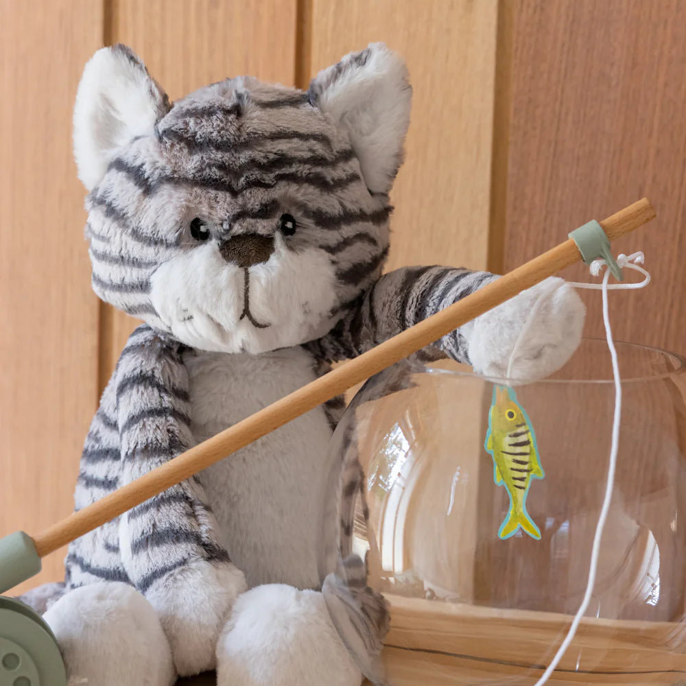 Chloe the Cat plush toy by Nana Huchy, grey soft toy 30cm with embroidered details