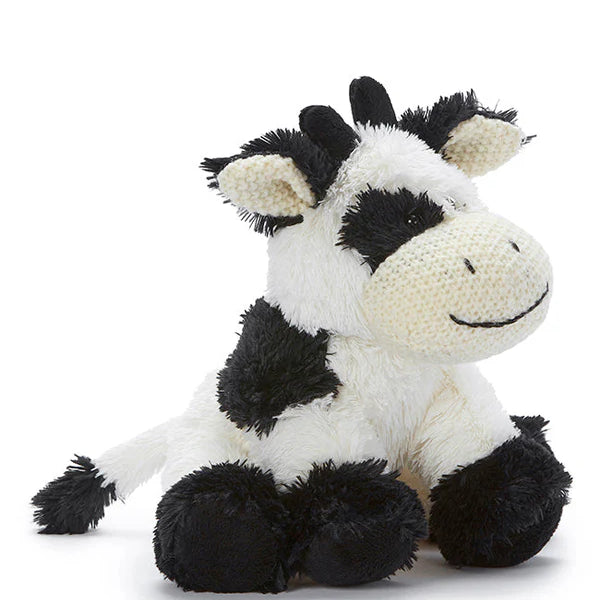 Coco the Cow plush toy by Nana Huchy, black and white patchwork soft toy 18.5cm with embroidered details