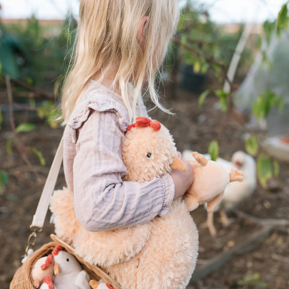 Harriet the Hen plush toy by Nana Huchy, honey-coloured soft toy 25cm with embroidered details