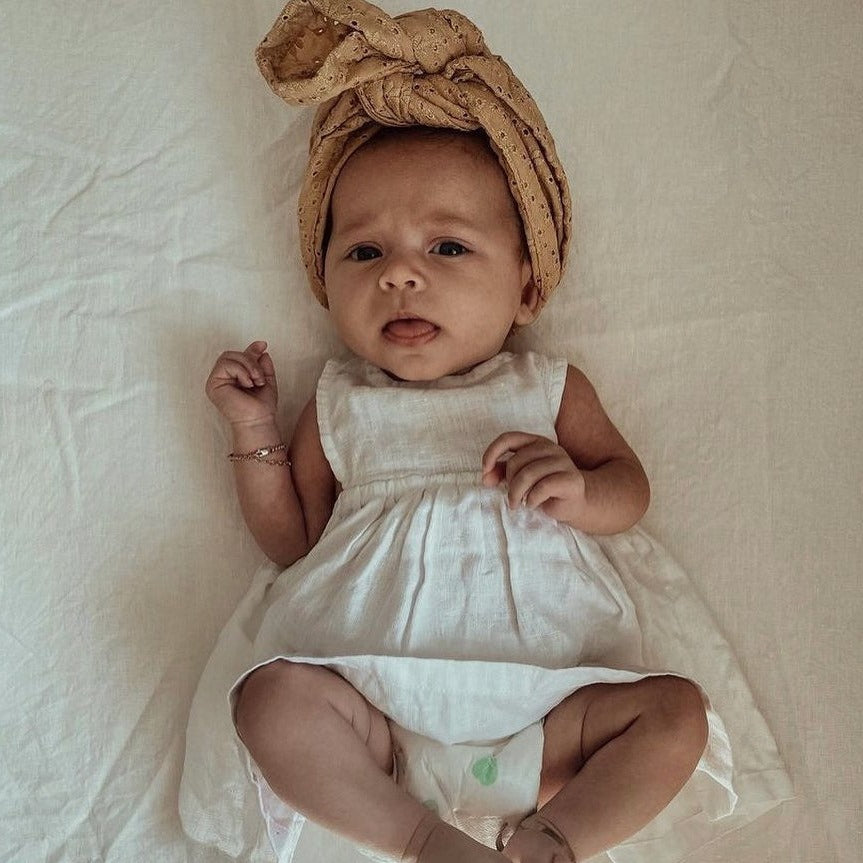 Mae and Rae | Broderie Topknot | Mustard | White Fox & Co