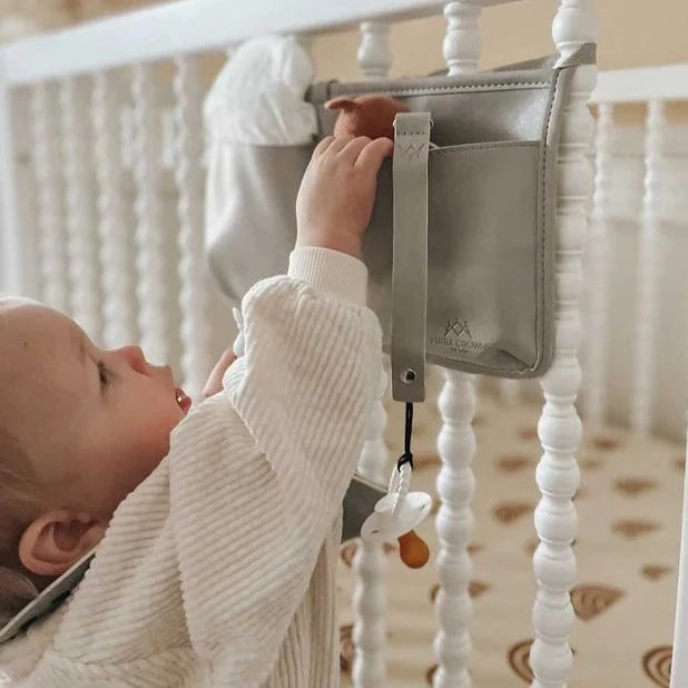 3 Little Crowns | Cot Organiser | Grey | White Fox & Co