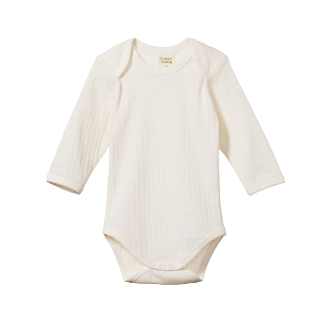 Nature Baby | Pointelle Long Sleeve Bodysuit | Natural | White Fox & Co