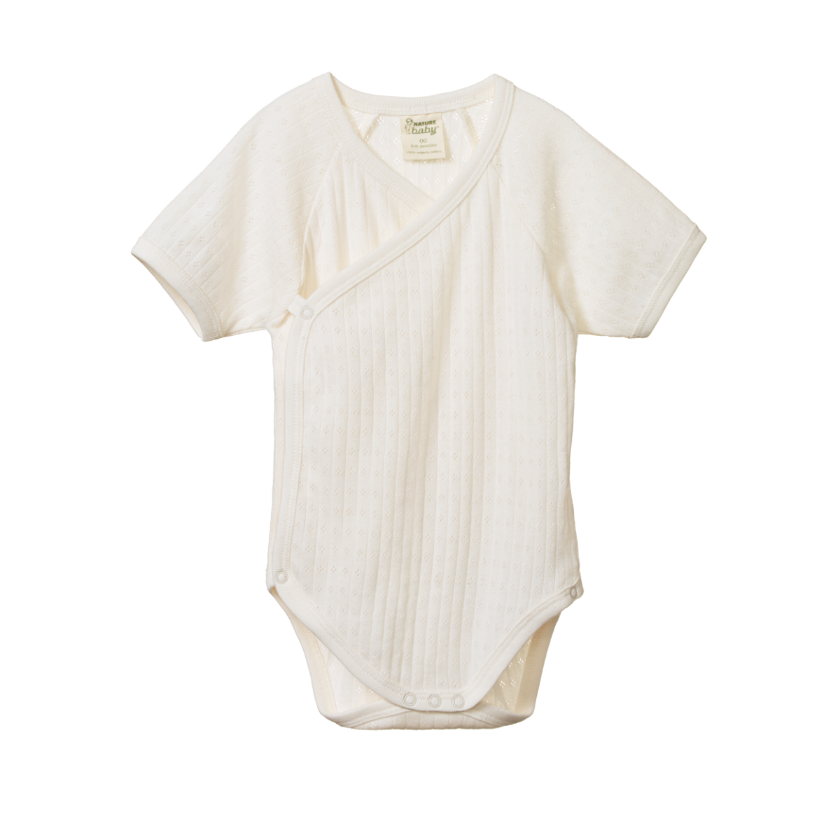Pointelle Nature Baby | Short Sleeve Kimono Bodysuit | Natural | White Fox & Co