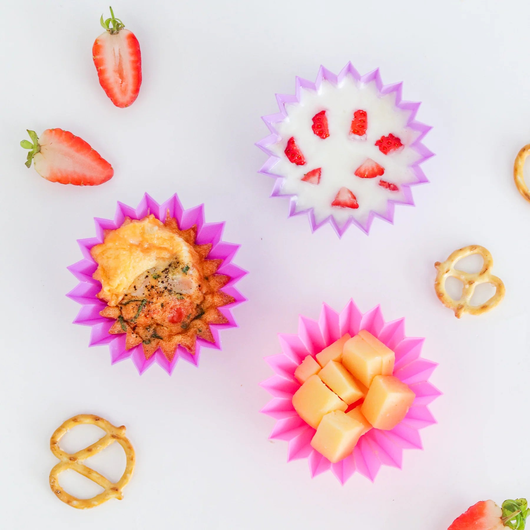 Bright jumbo silicone cups for kids bento lunches