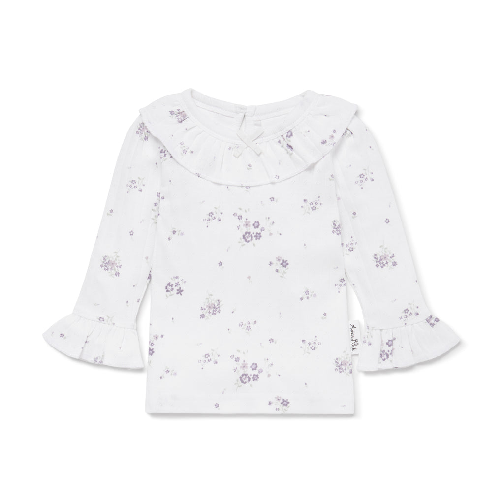 Aster & Oak | Organic Cotton Grace Long Sleeved Top | Floral | White Fox & Co