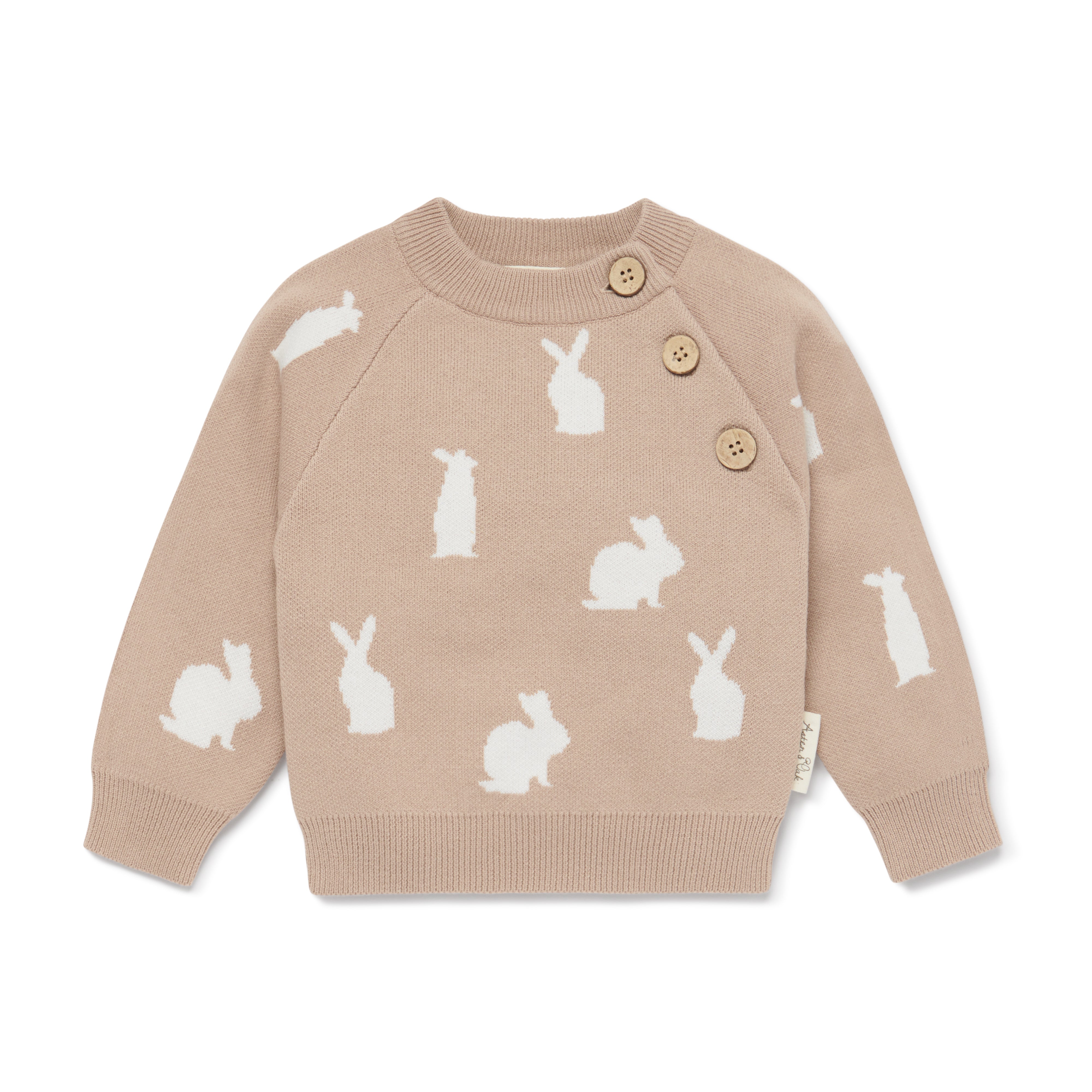 Aster & Oak | Bunny Jumper | Taupe | white Fox & Co