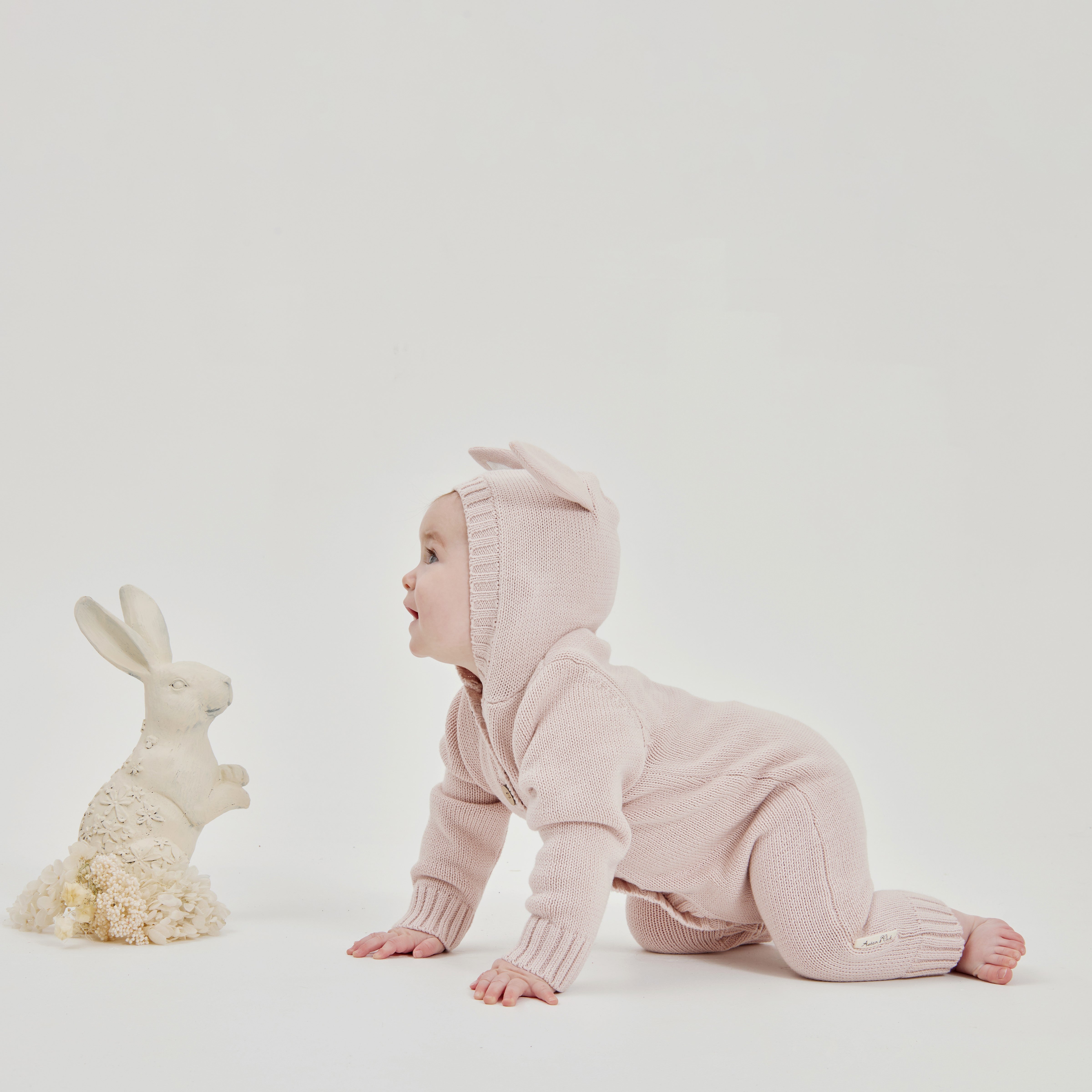 Aster & Oak | Cotton knit romper | Bunny Ears | White Fox & Co
