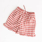 Red Gingham Ruffle Shorts by Cinnamon Baby for Merci colelction | Now at White Fox & Co