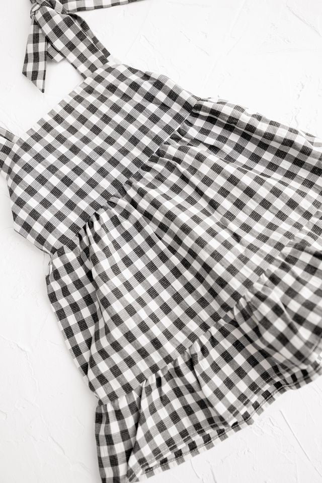 Cinnamon Baby gingham dress for girls – boutique kidswear pre-order at White Fox & Co New Zealand