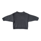 Grown merino wool kids jumper charcoal chunky knit detail