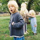 Grown Merino Blend Knit Pull Over Charcoal kids NZ