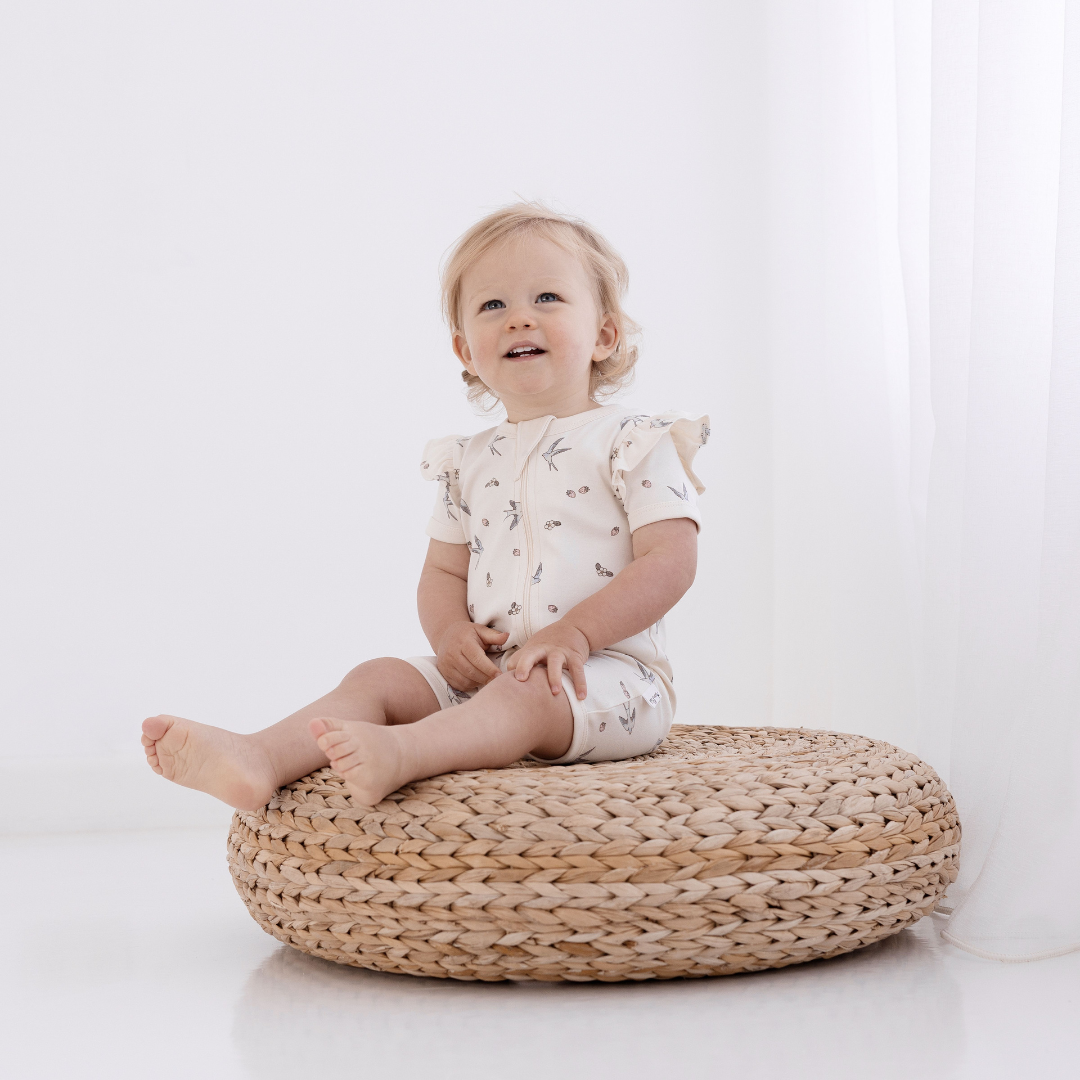 Aster & Oak | Swallow Zip Romper | White Fox & Co