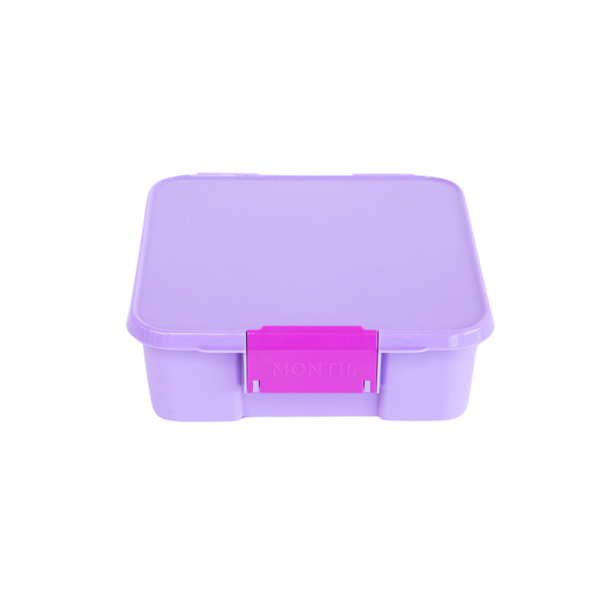MontiiCo Bento Three lunchbox in Dusk – lilac and magenta two-tone kids lunchbox