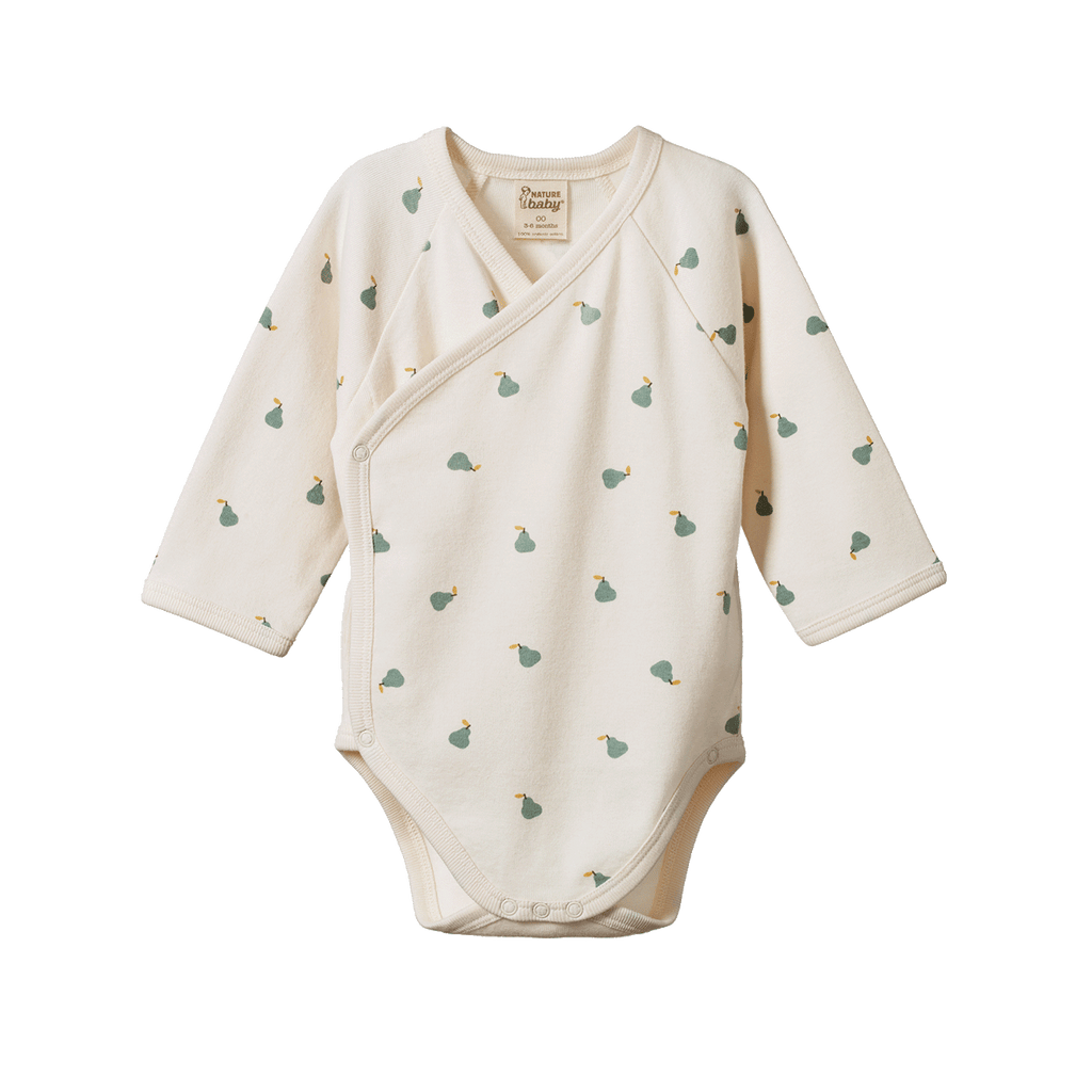 Nature Baby | Long Sleeve Kimono Bodysuit | Petitie Pear | White Fox & Co