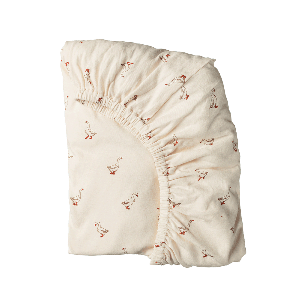Nature Baby | Fitted Sheet | Goosey Print | White Fox & Co