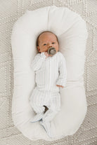 L'ovedbaby | Pool Stripe | Zipper Footie Overalls | White Fox & Co