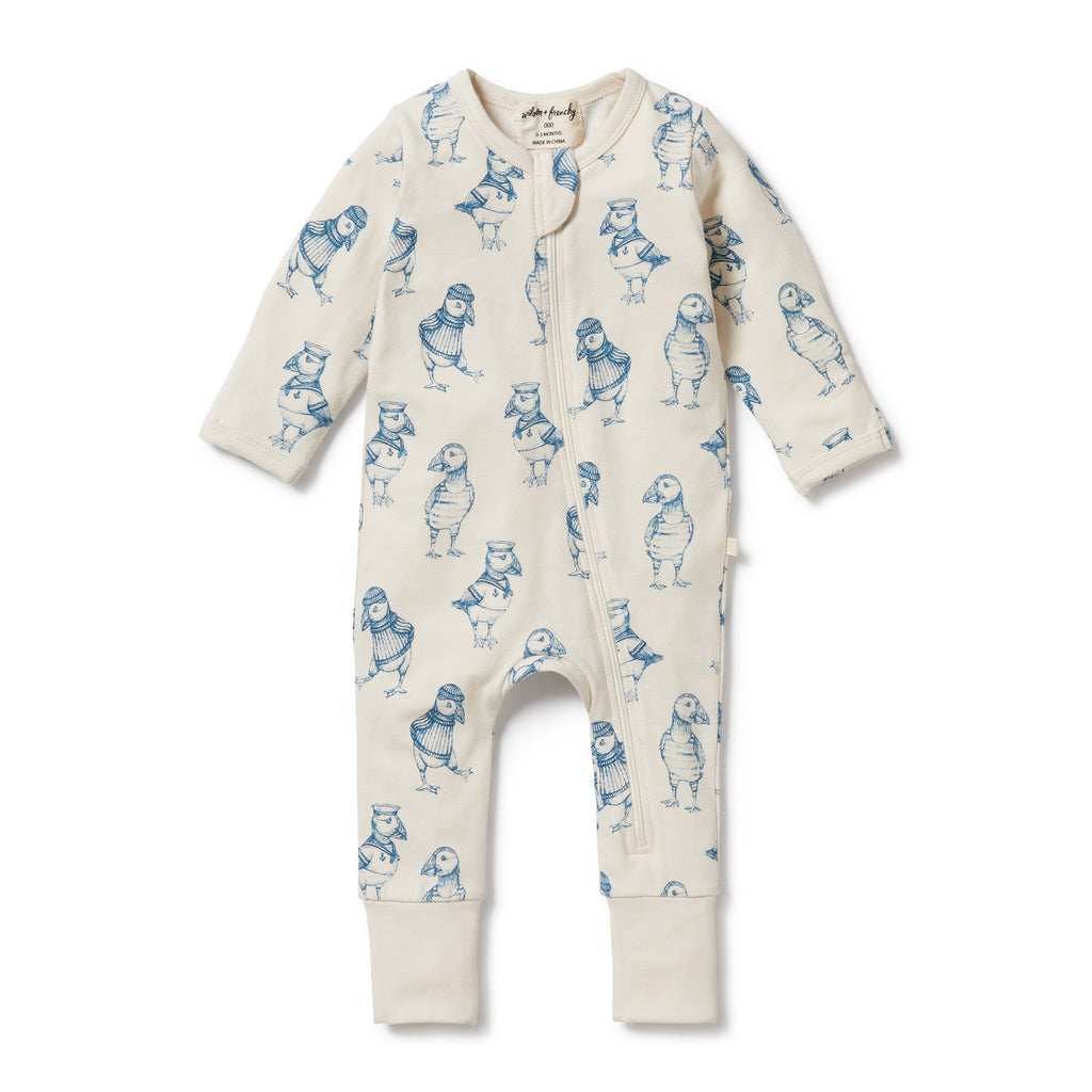 Wilson + Frenchy | Zipsuit with Feet | Puffin | White Fox & Co