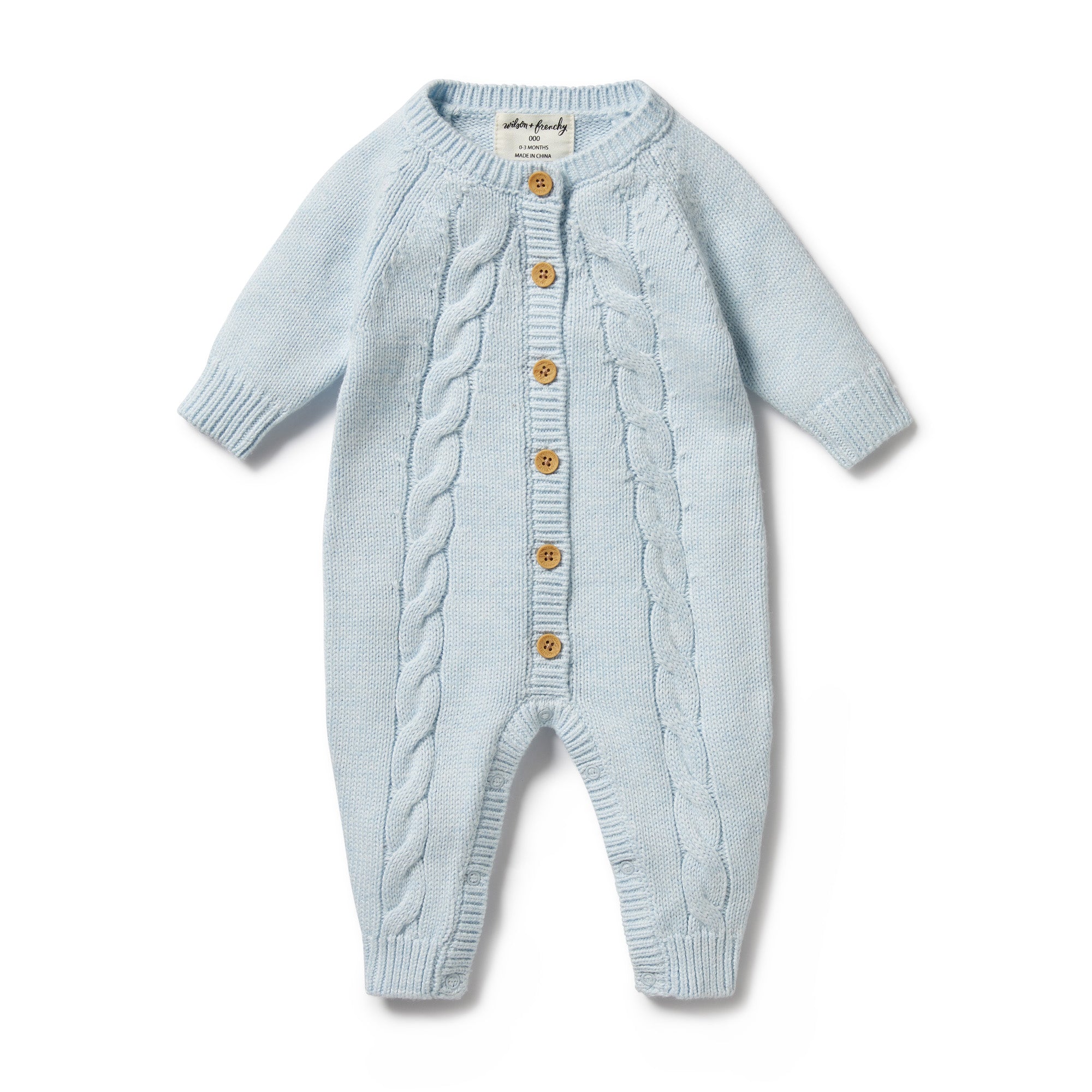 WILSON & FRENCHY | CABLE KNIT GROWSUIT | BLUEBELL | WHITE FOX & CO