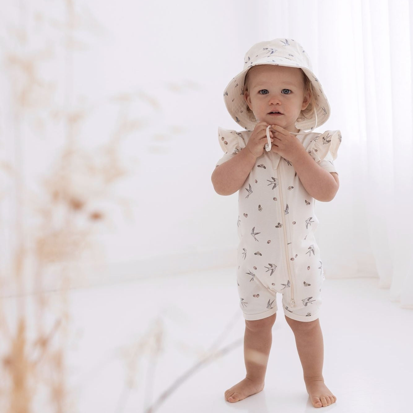 Aster & Oak | Swallow Zip Romper | White Fox & Co