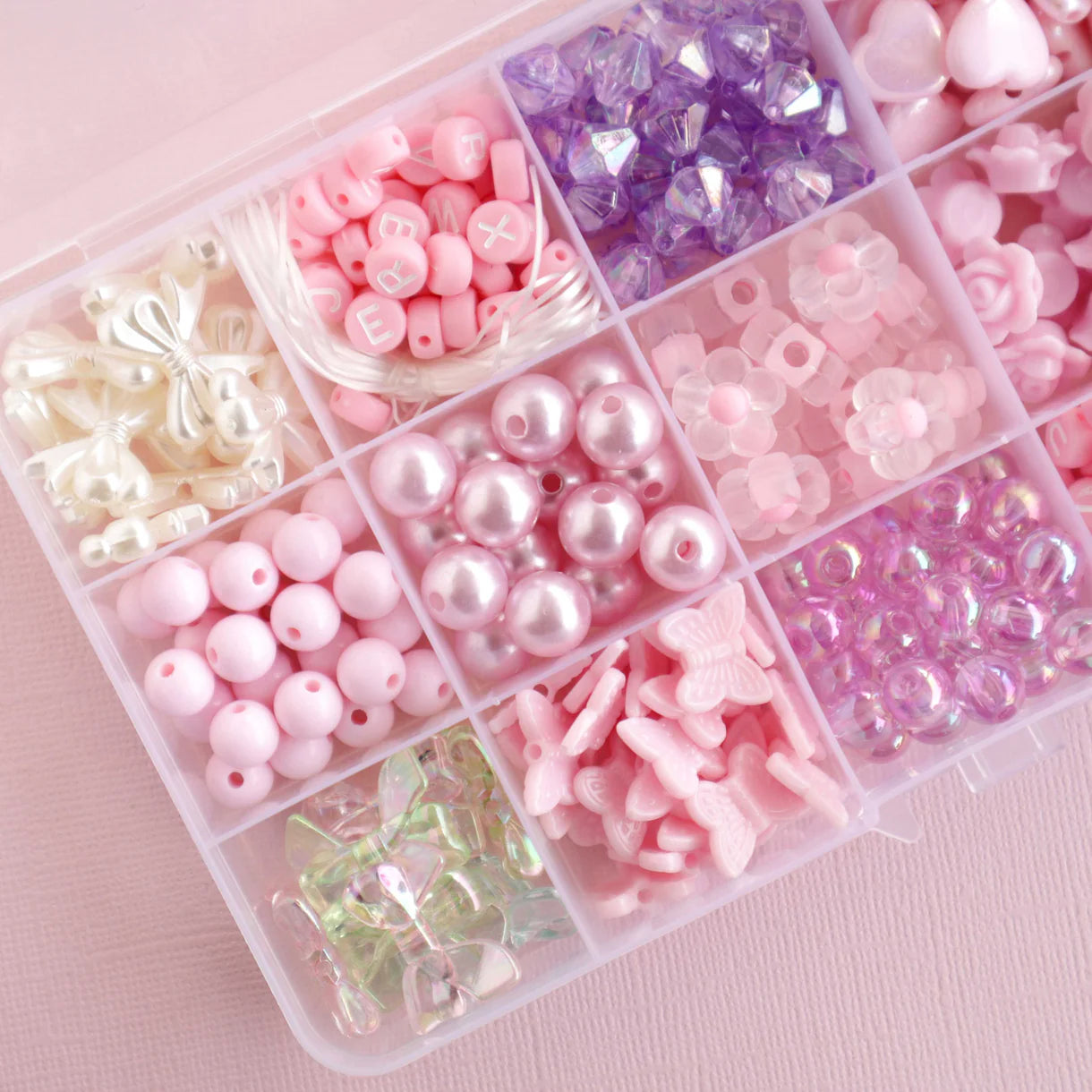 Lauren Hinkley Ava Ballet Bead Kit with pink, cream, lavender and crystal beads, charms, and elastic to create 12–14 kids’ bracelets