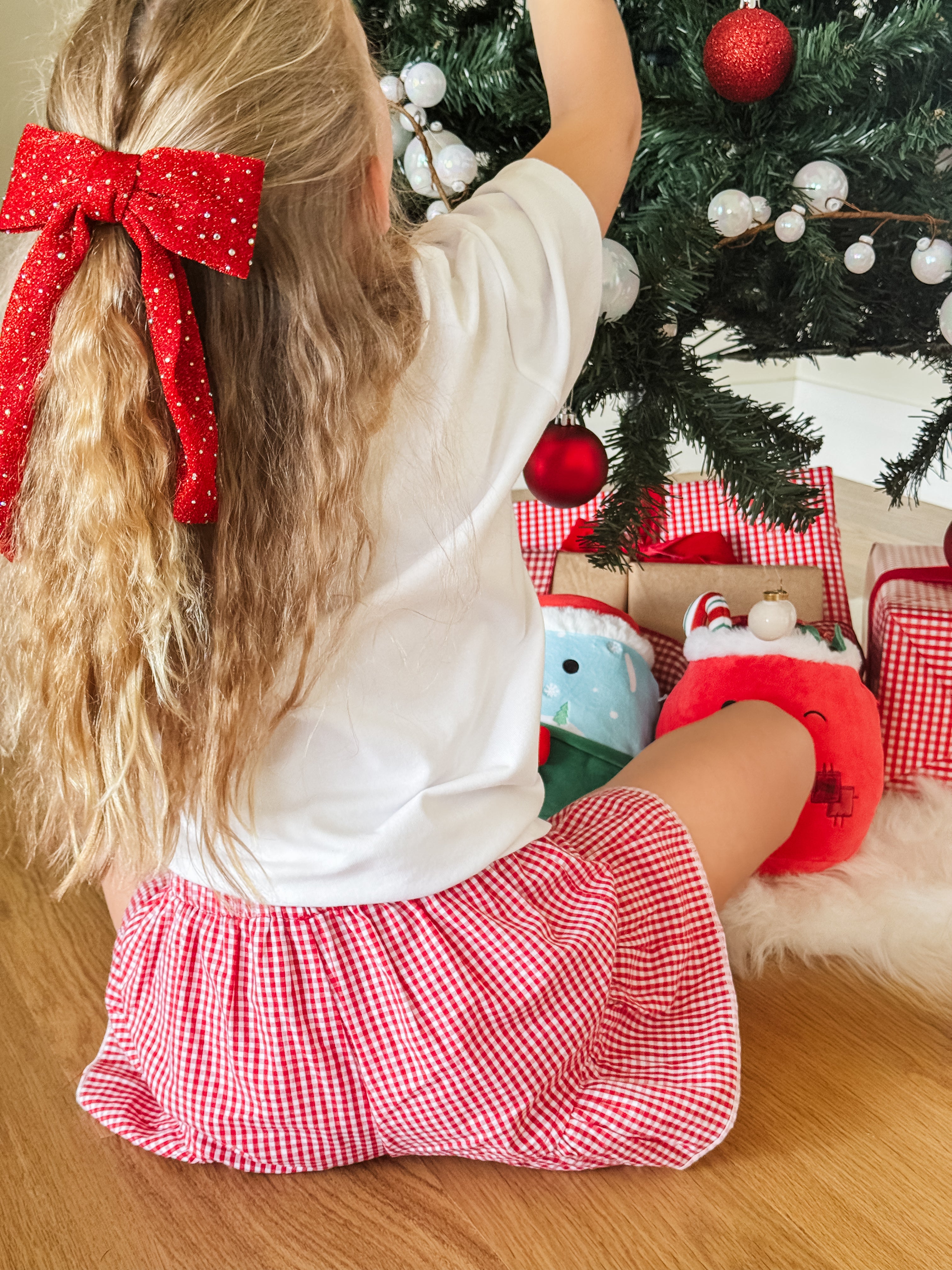 billy mae gingham cherry red frill shorts now available at White Fox & Co 
