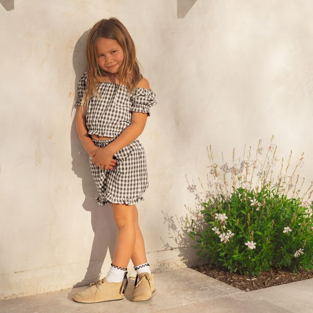 Cinnamon Baby frill detail ruffle top – New Zealand exclusive at White Fox & Co