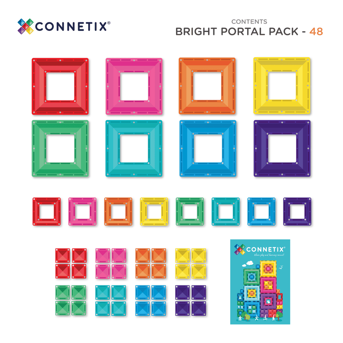connetix-bright-portal-pack-48pc-magnetic-tiles-white-fox-co-nz