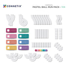 Box and packaging for the Connetix Pastel Ball Run 106 piece set