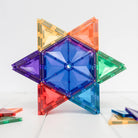 Rainbow Connetix tiles assembled into a star