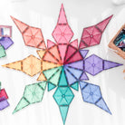 Flat lay of Connetix Pastel Geometry tiles showing different shapes