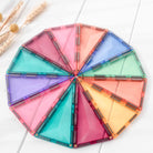 Flat lay of Connetix Pastel Geometry tiles showing different shapes