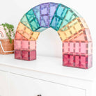 Connetix Pastel Mega Pack 202 Piece Set – flatlay of magnetic tiles available at White Fox & Co New Zealand