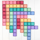 Flat lay of 24 pastel Connetix rectangles